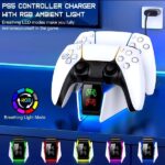 מעמד טעינה לשלטים דגם פלייסטיישן 5 עם תאורת RGB