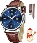 שעון קוורץ עם רצועת עור ועמידות מים