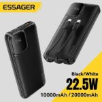 סוללת גיבוי Essager 10000mAh עם כבלים משולבים