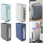 סל כביסה צר מתקפל עם גלגלים