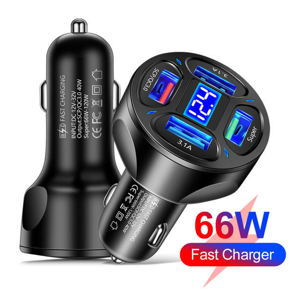 מטען מהיר 75W לרכב עם 5 יציאות