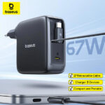 מטען GaN 67W מתקפל עם כבל USB-C