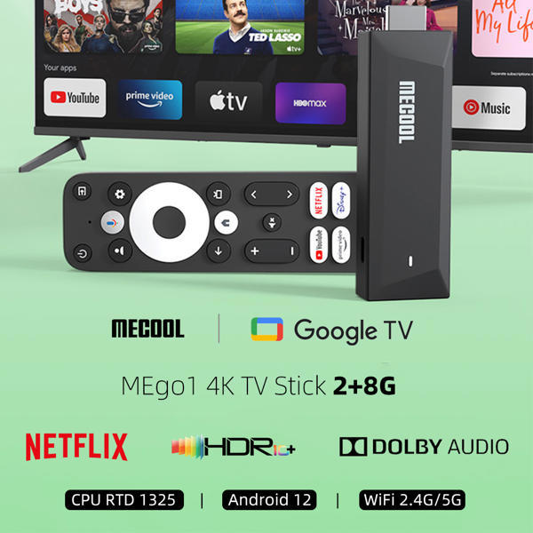 סטרימר קומפקטי MECOOL MEGO1 עם Google TV