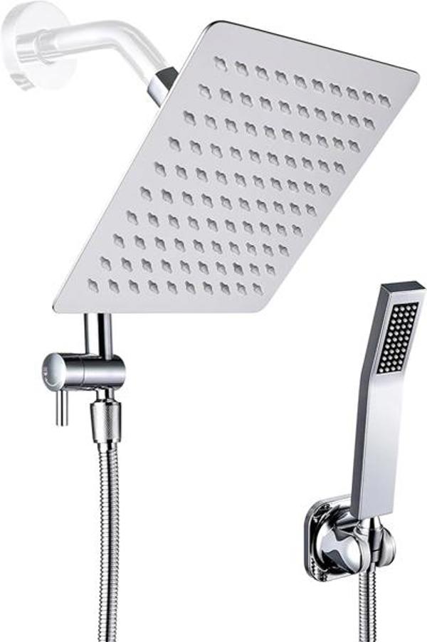 ראש מקלחת כפול בעיצוב מרובע