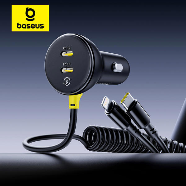 מטען רכב Baseus 60W עם כבלים נשלפים
