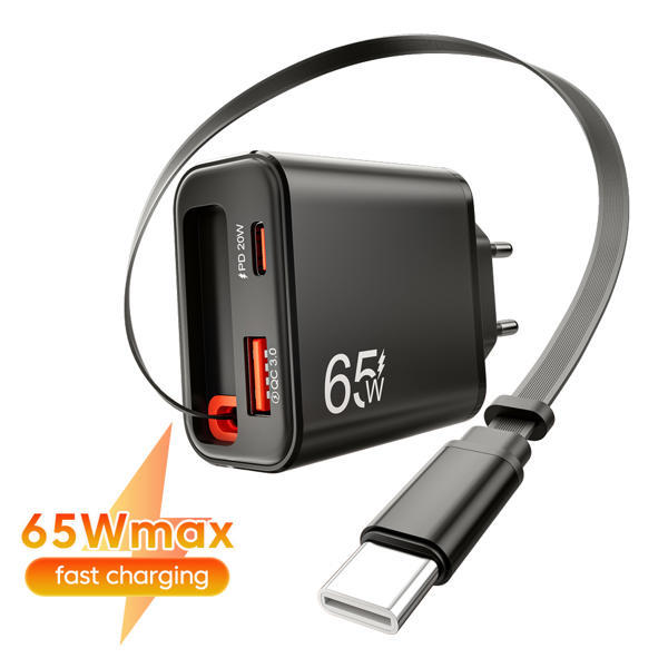מטען קיר 65W עם כבל Type-C נשלף