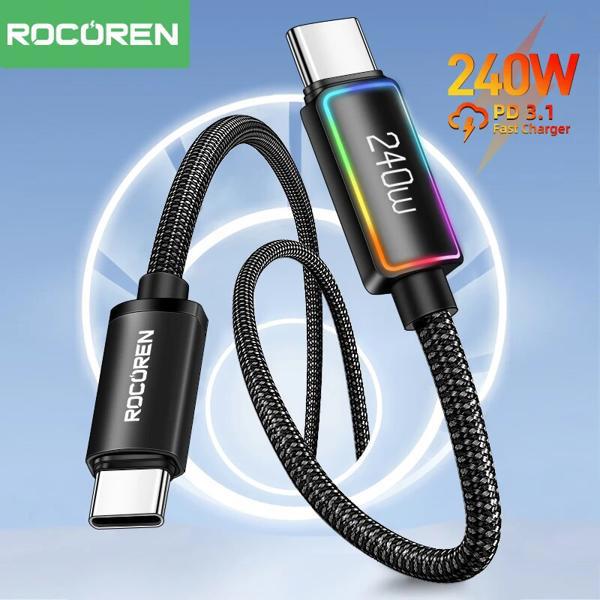 כבל USB-C מהיר 240W עם תאורת RGB