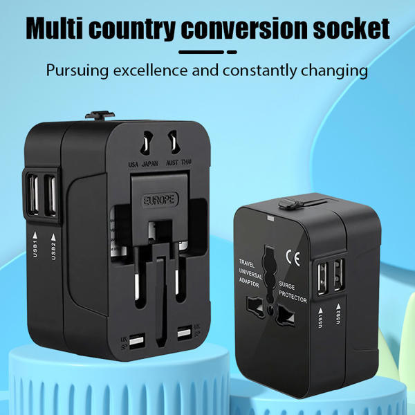 מתאם חשמל אוניברסלי עם USB כפולות