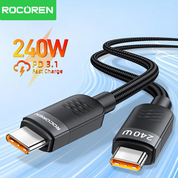 כבל טעינה מהירה USB-C 240W Rocoren