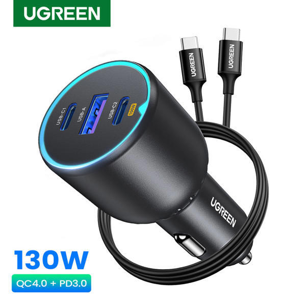 מטען מהיר לרכב 130W עם 3 חיבורים