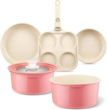 סט סיר ומחבת קרמית Nonstick 7 חלקים