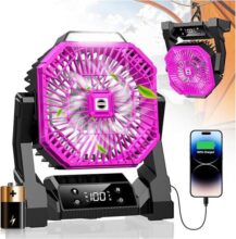 מאוורר נטען לקמפינג עם תאורת LED