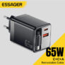 מטען GaN מהיר 65W עם כבל נשלף