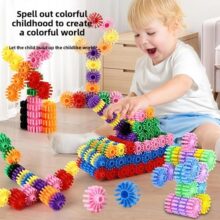 קוביית בנייה צבעונית לילדים עם גלגלי שיניים