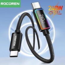 כבל USB-C מהיר 240W עם תאורת RGB