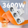 מתאם חשמל 6 ב-1 עם USB