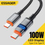 כבל טעינה Type C מהיר עם צג LED