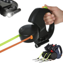 רצועת לכלב עם תאורת LED ופנס